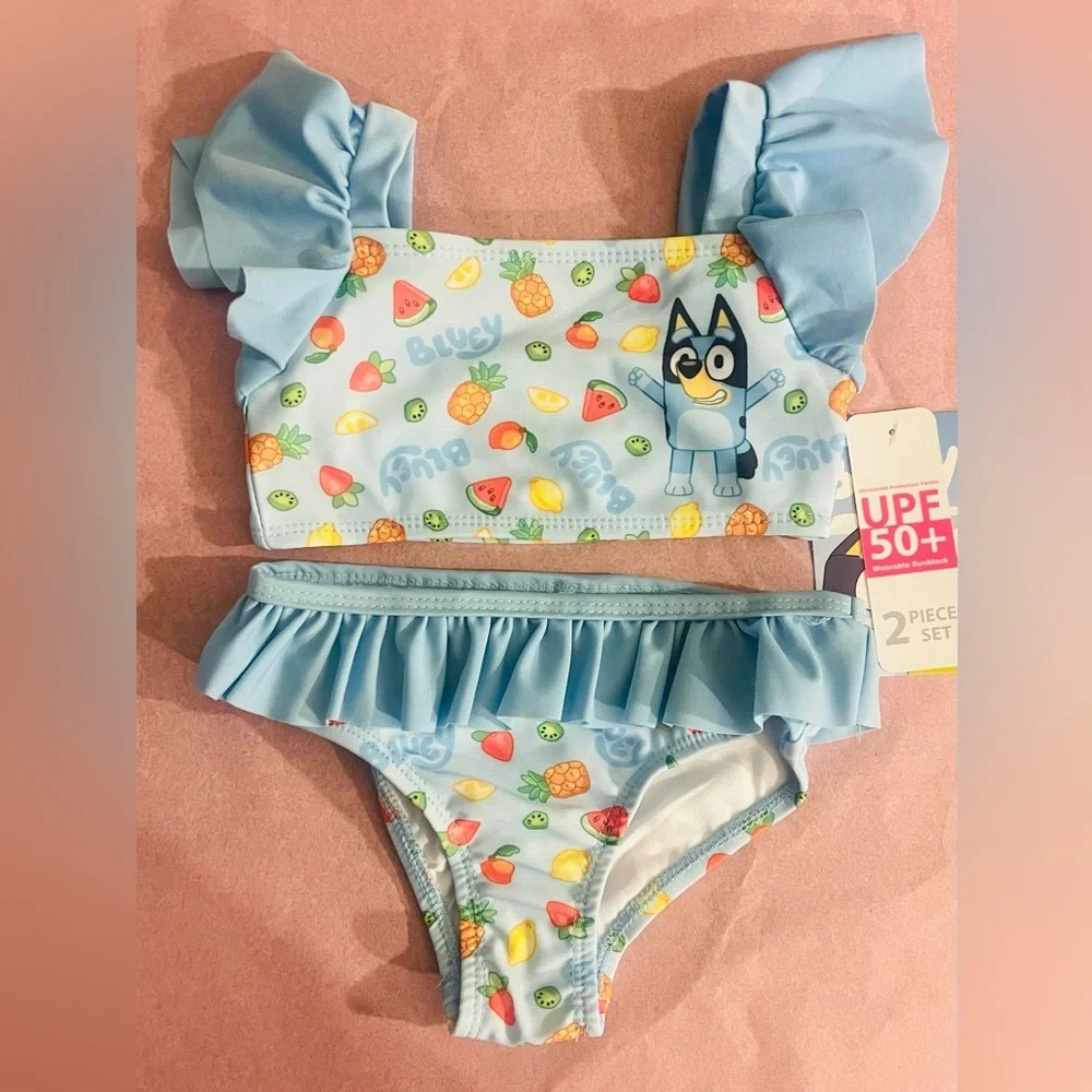 NEW…Dreamwave Toddlers’ Bluey Two-Piece Ruffle Swim Set